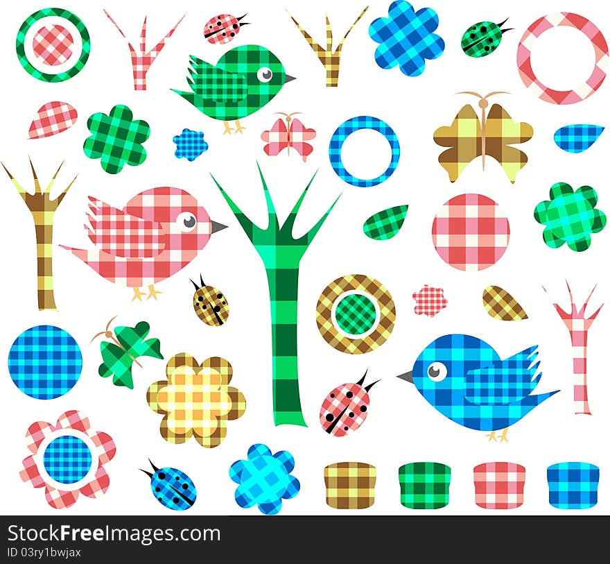 Nature textile stickers, Isolated On White Background vector