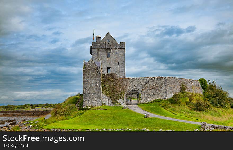 Dunguire castle during summer season in county Galway, Ireland.