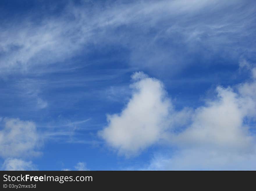 White clouds on blue sky