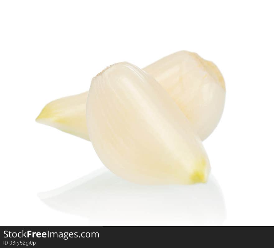 Fresh young garlic isolated on white background. Fresh young garlic isolated on white background