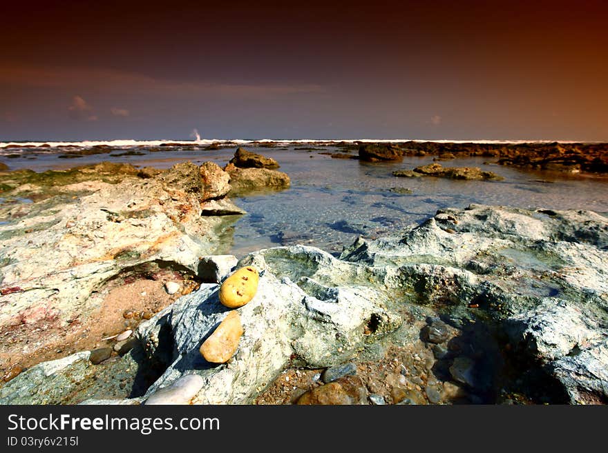 Reef stones an ocean water