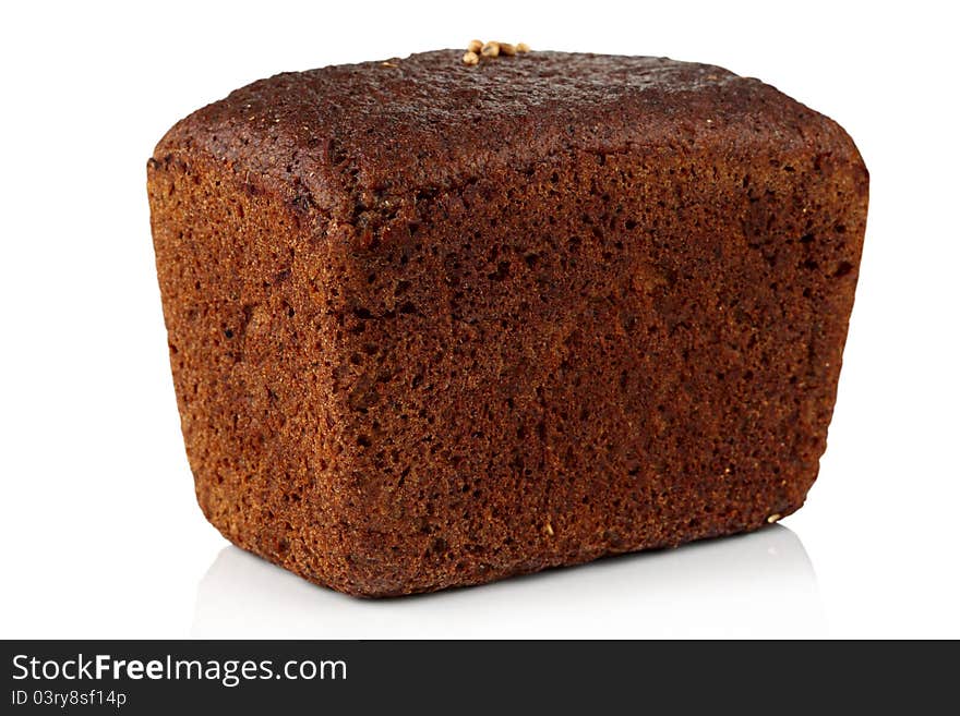 A loaf of rye bread on a white background. A loaf of rye bread on a white background.