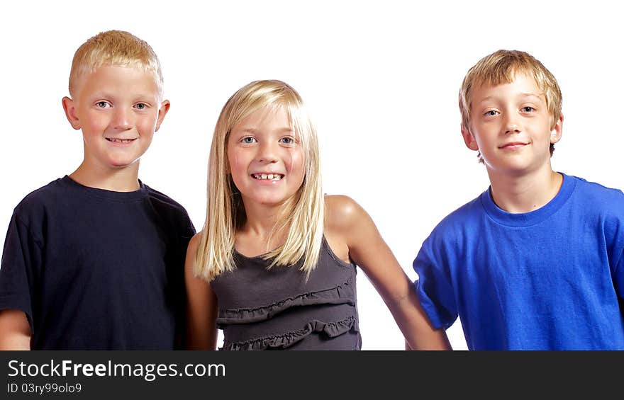 Three friends having a little fun in front of the camera. Three friends having a little fun in front of the camera