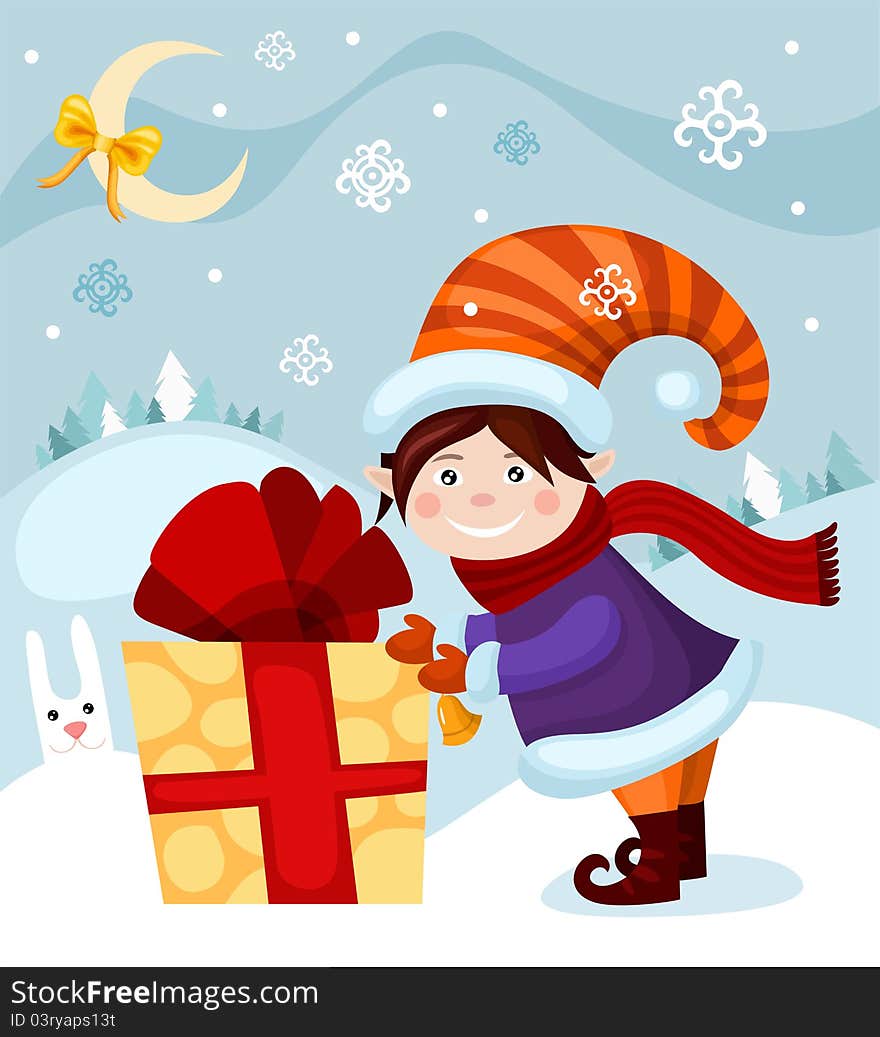 vector illustration of a cute christmas card