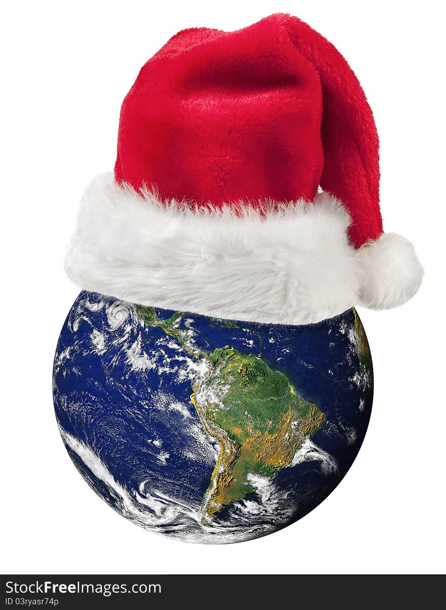 Globe with a Christmas hat