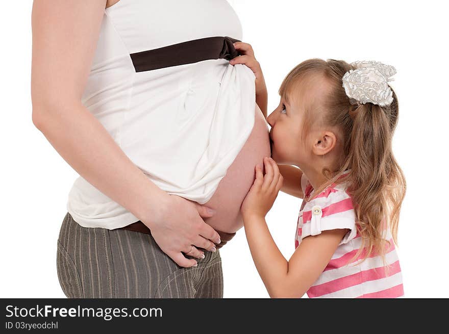 Pregnant woman with her daughter