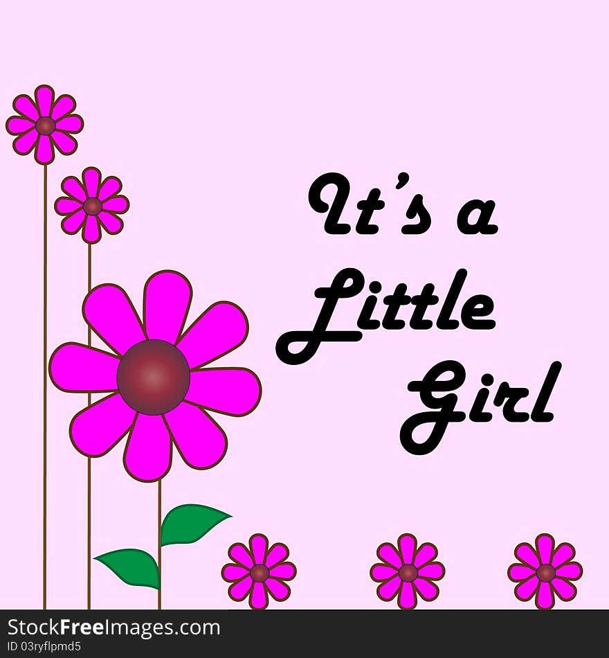 Baby little girl card announcement