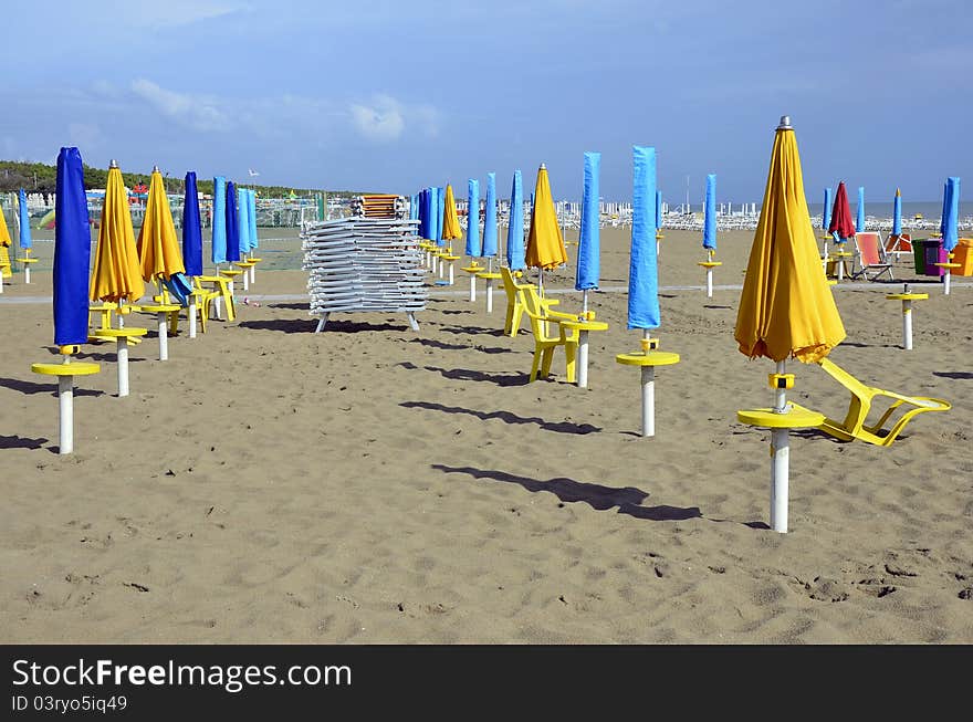 Sun Chairs And Umbrellas