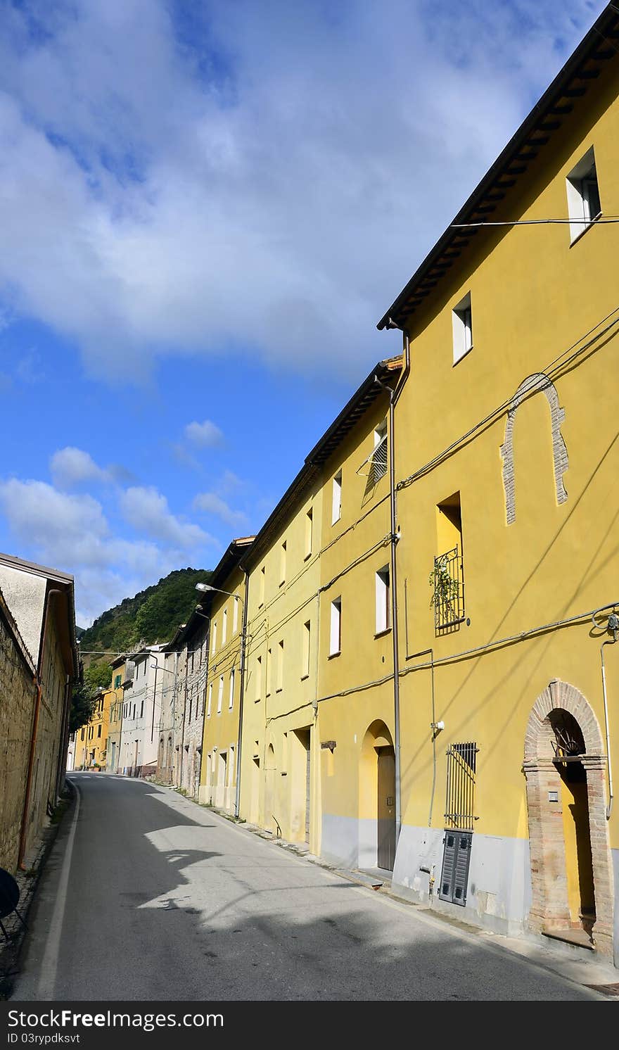 Narrow road through an Italian village