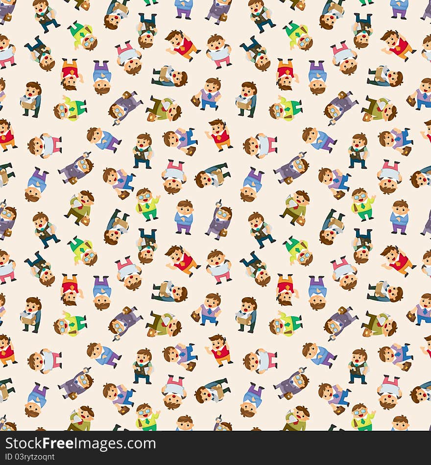 Seamless Cartoon Office Worker Pattern