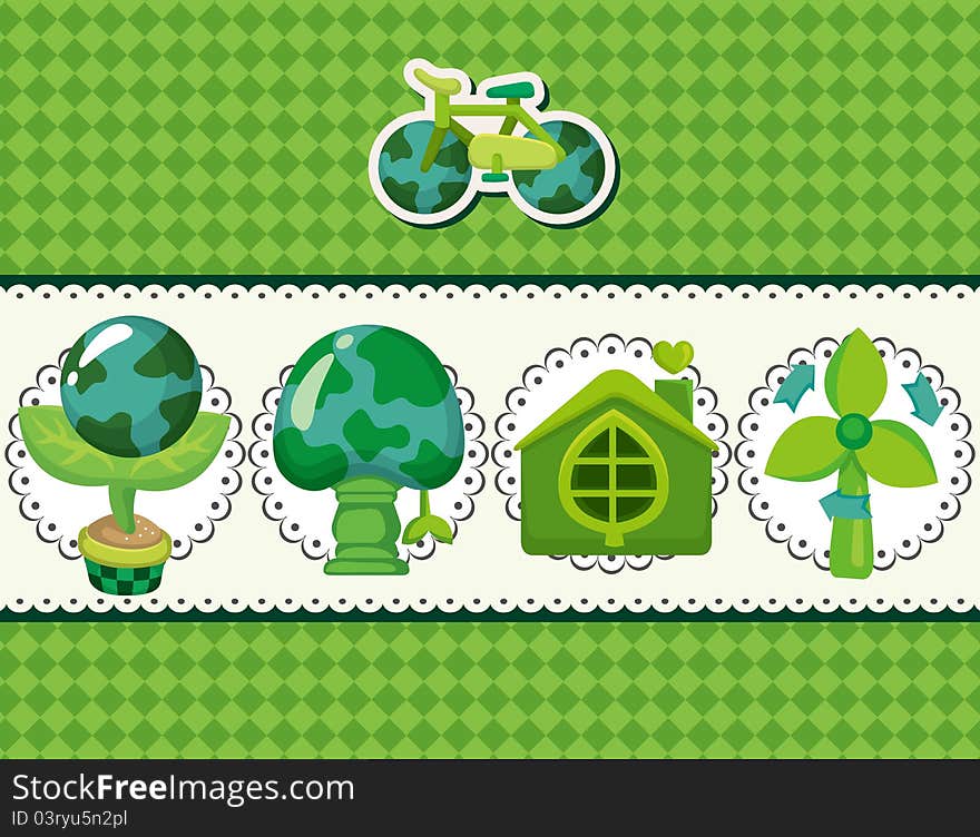 Cartoon eco card,vector,illustration