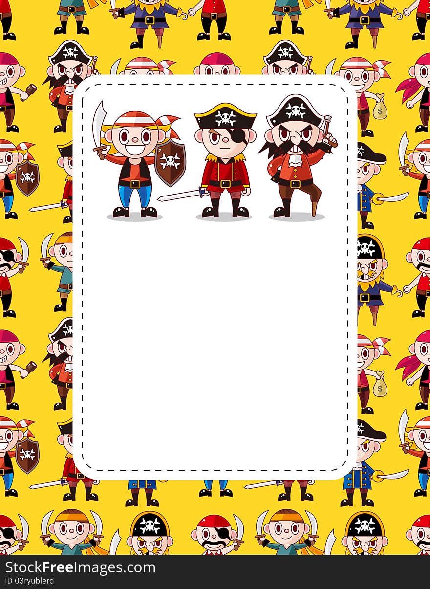 Cartoon pirate card,vector,illustration