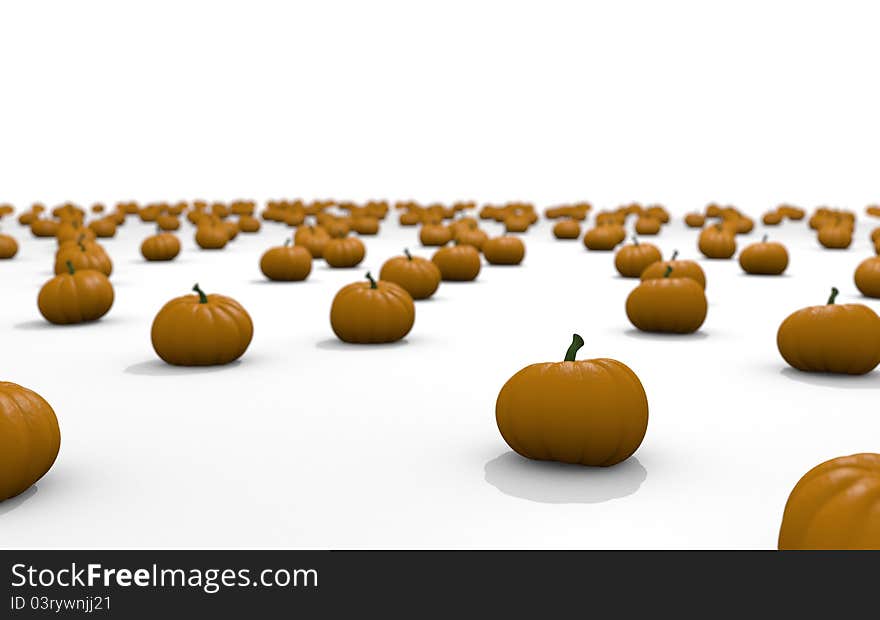 3d computer generated image of a patch of pumpkins. 3d computer generated image of a patch of pumpkins