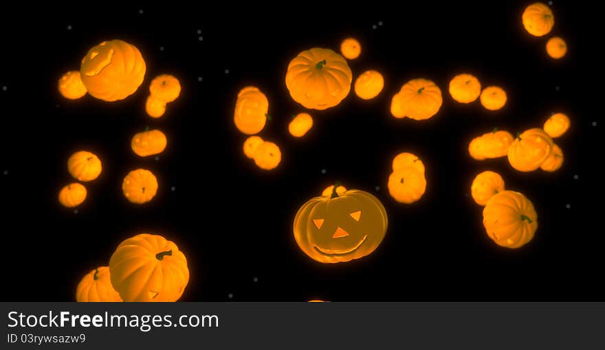 3D image of a lot of jack-o-lanterns. 3D image of a lot of jack-o-lanterns