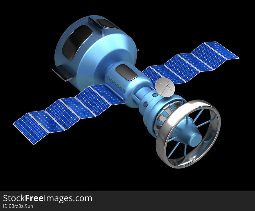 Blue model of an artificial satellite