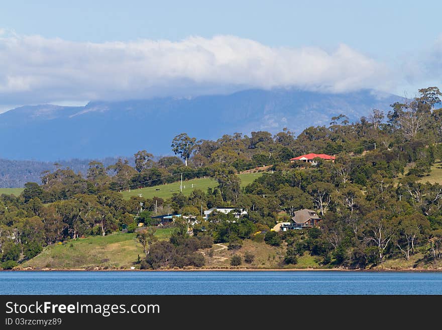 Rurual Tasmanian landscape with Mount Wellington. Rurual Tasmanian landscape with Mount Wellington.