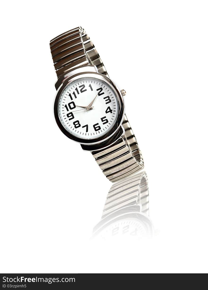 Steel Wristwatch On White