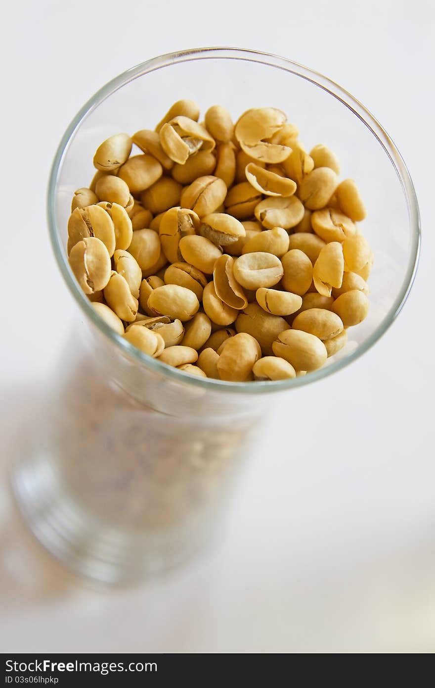 Coffee in glass and white background.