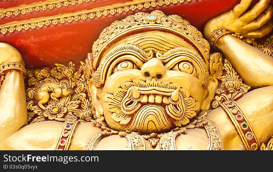 A giant stucco in a thai temple