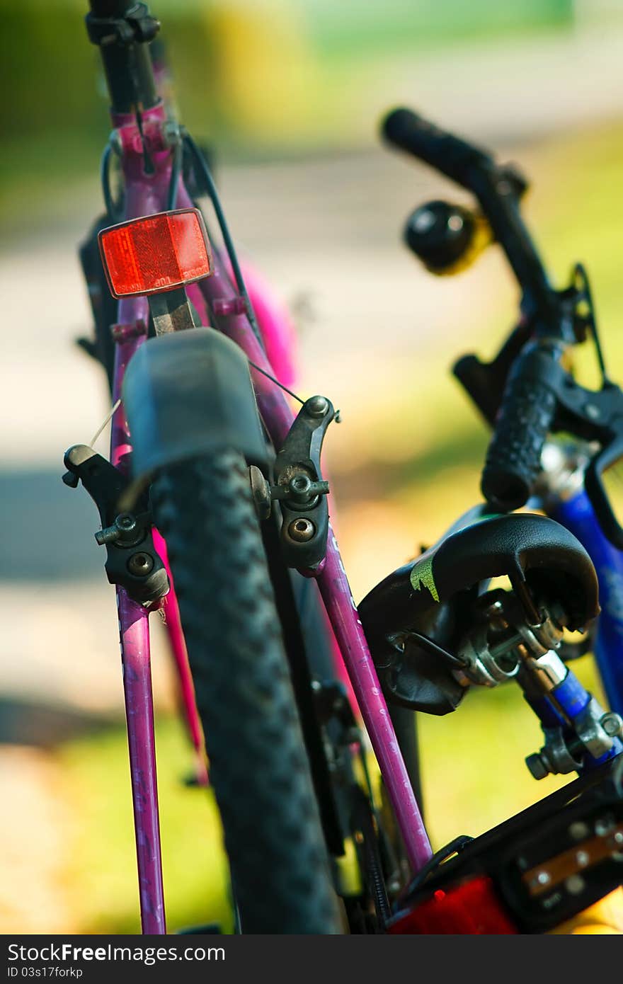 Abstract soft focus photo of mountain bikes