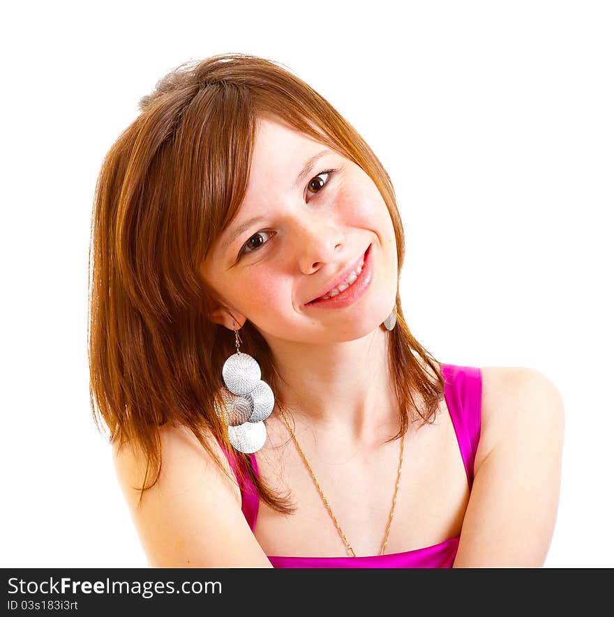 Portrait of a young red-haired freckled girl. Portrait of a young red-haired freckled girl