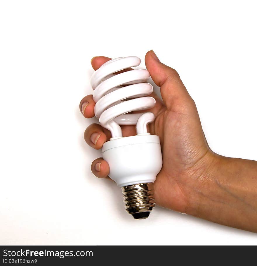 Light bulb on hand.