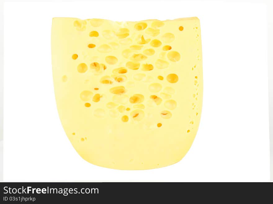 Piece of cheese isolated on a white background