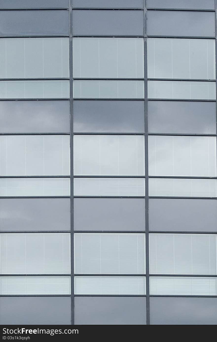 Futuristic office block windows close up