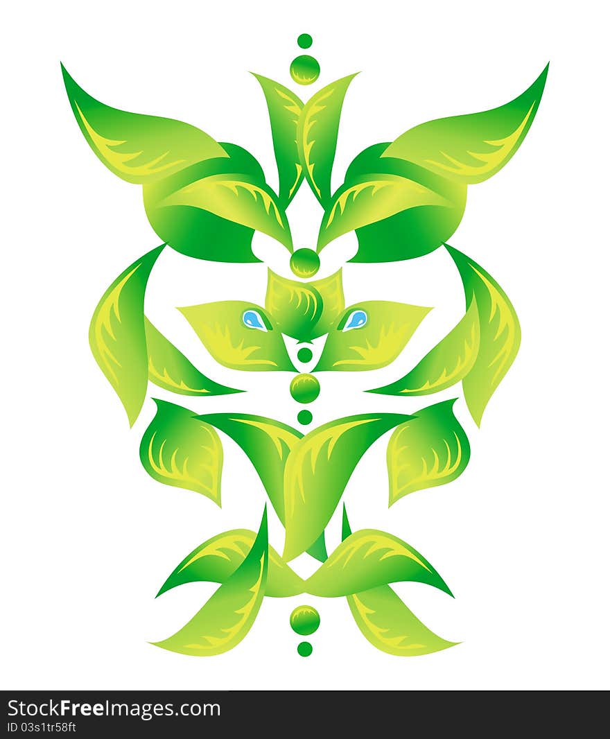 Element of an ornament with green foliage, vector. Element of an ornament with green foliage, vector