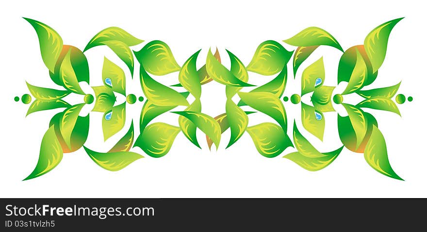 Element of an ornament with green foliage, vector. Element of an ornament with green foliage, vector