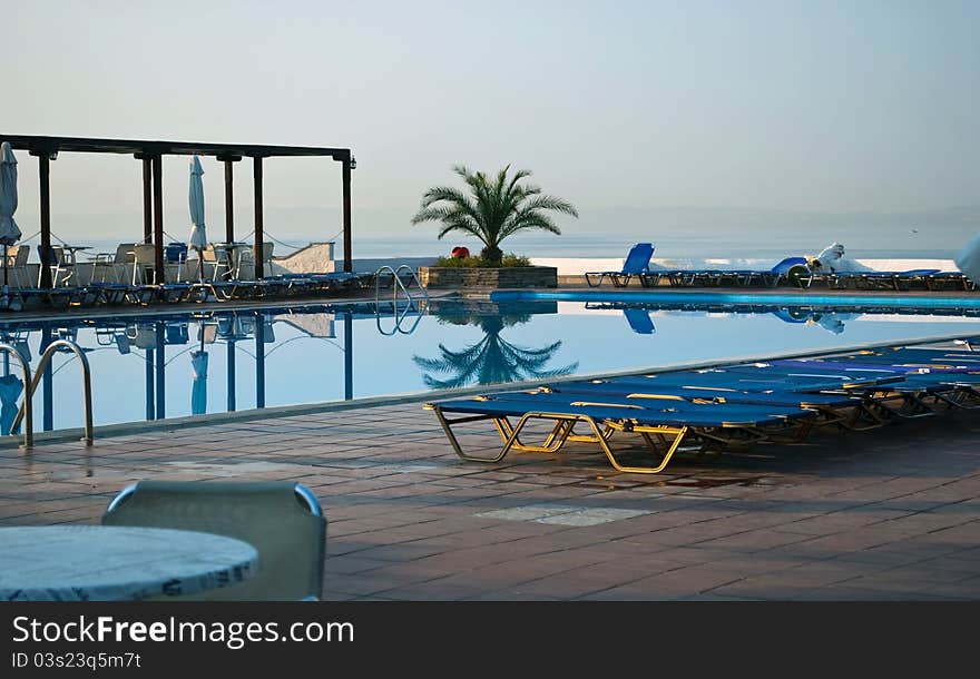 Vacation resort pool area at Greece