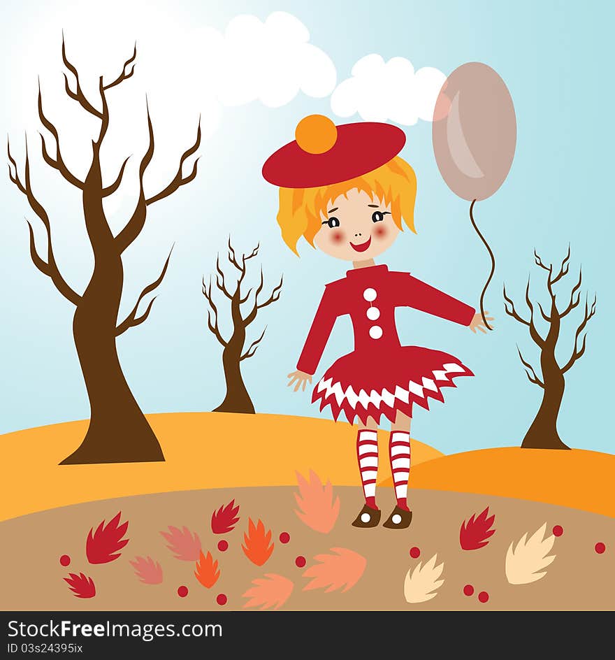 Child Autumn Illustration