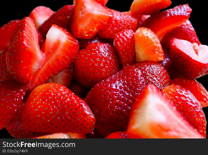 Strawberry macro with a black background