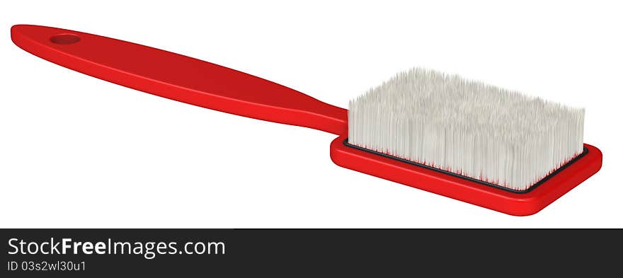 Red clothes brush. Isolated on white background.