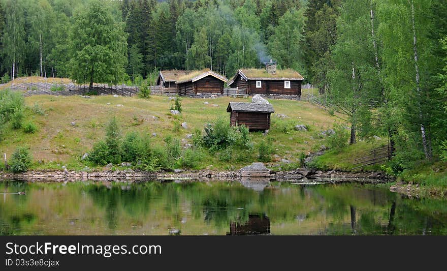 Norwegian hut in the forest