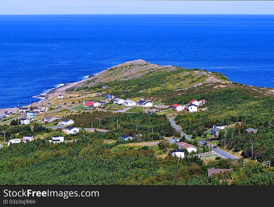 Flatrock Newfoundland located on a large rock outcropping called the beamer on the Atlantic ocean. Flatrock Newfoundland located on a large rock outcropping called the beamer on the Atlantic ocean.