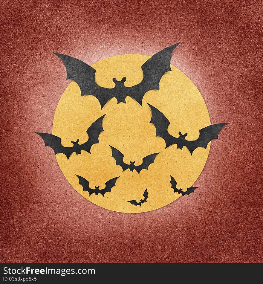 Halloween Bat And Moon Recycled Papercraft