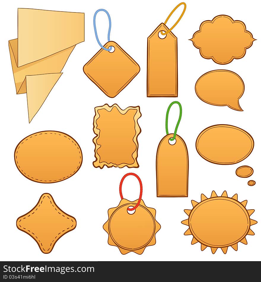 Set cartoon label tags isolated on white background. Vector illustration.