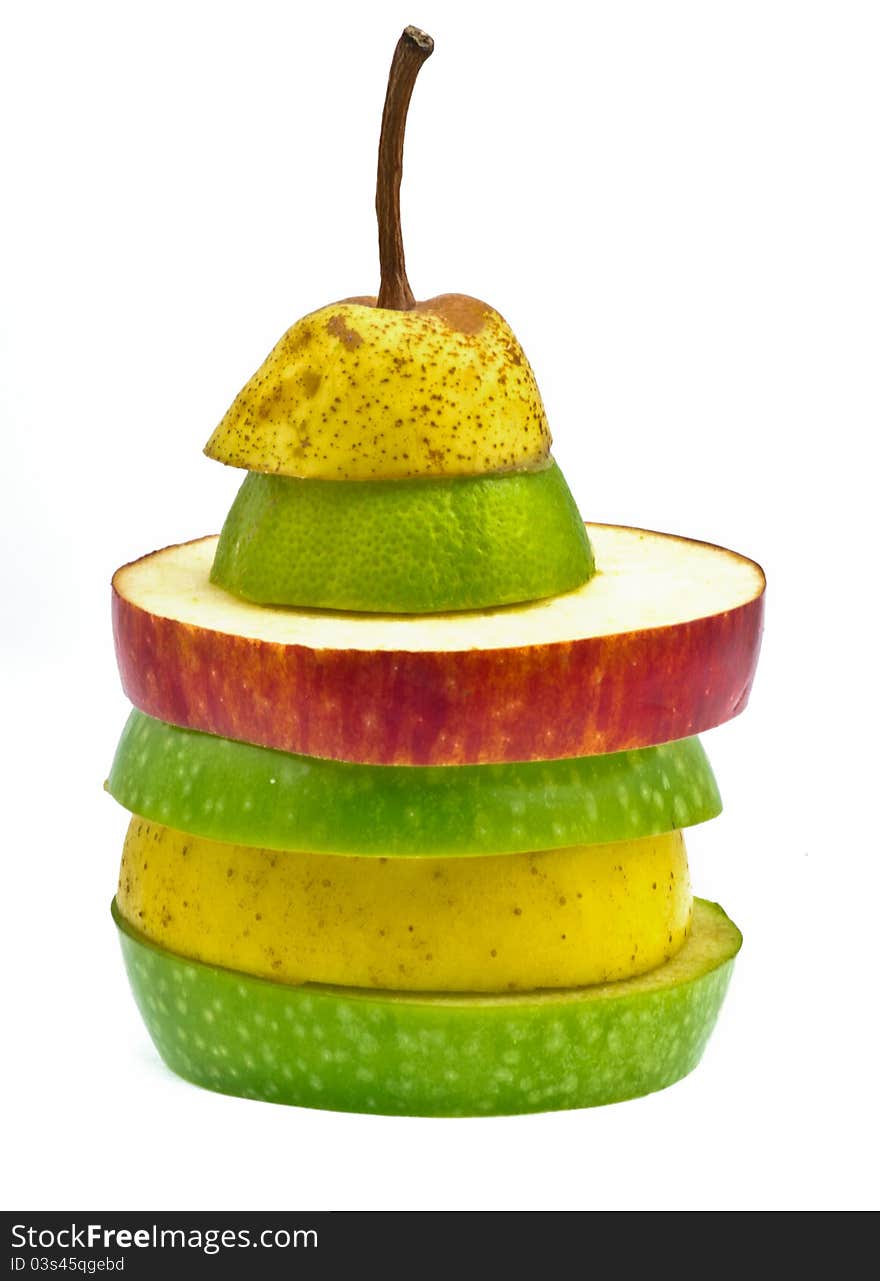 Fruit mix on white background