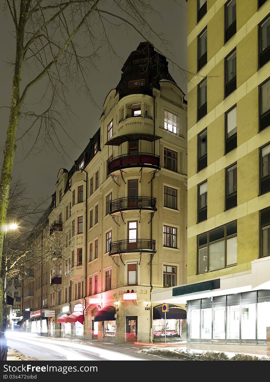 Urban Scene at night with Long Exposure