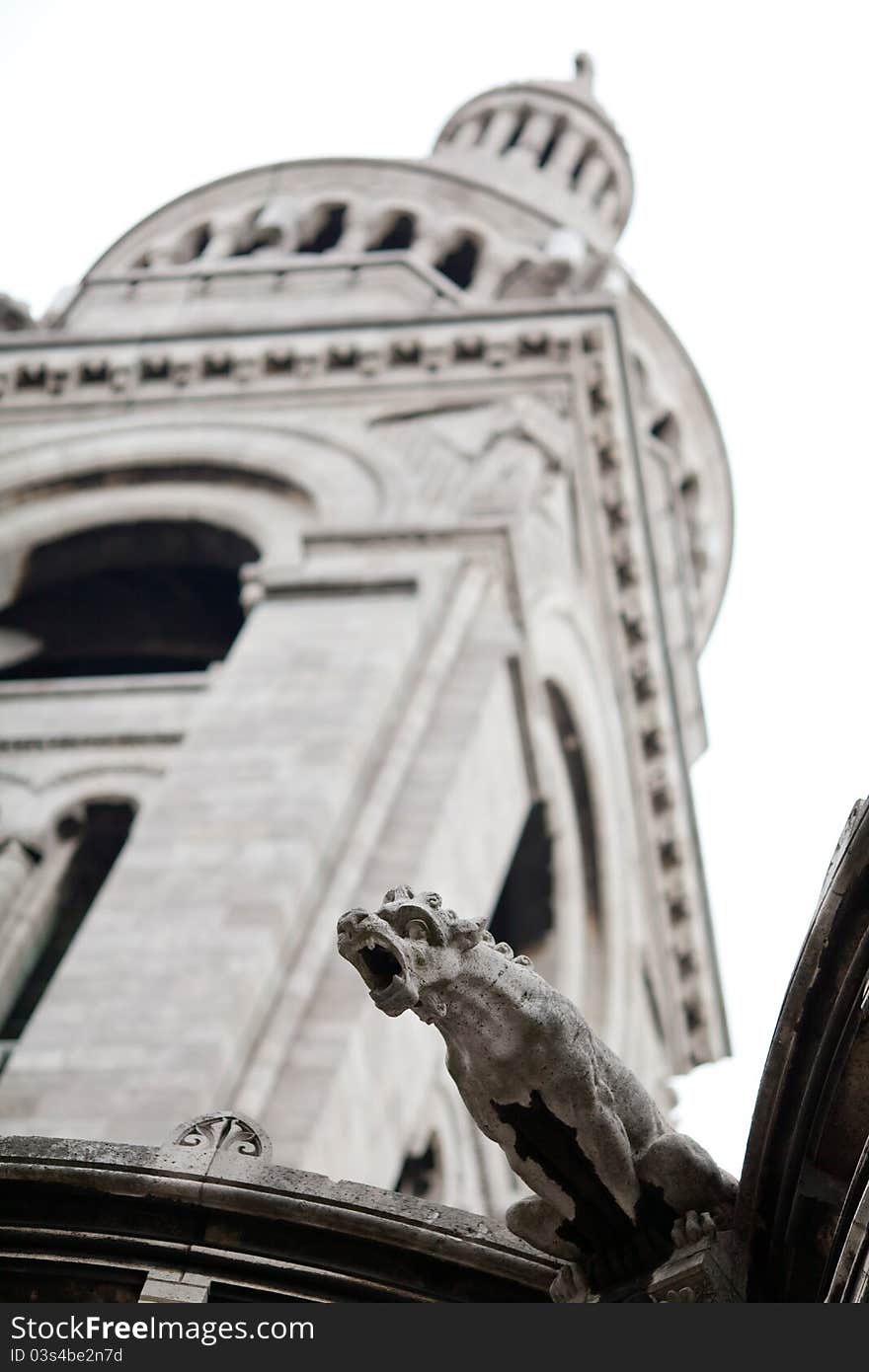 Gargoyle on Gothic temple wall