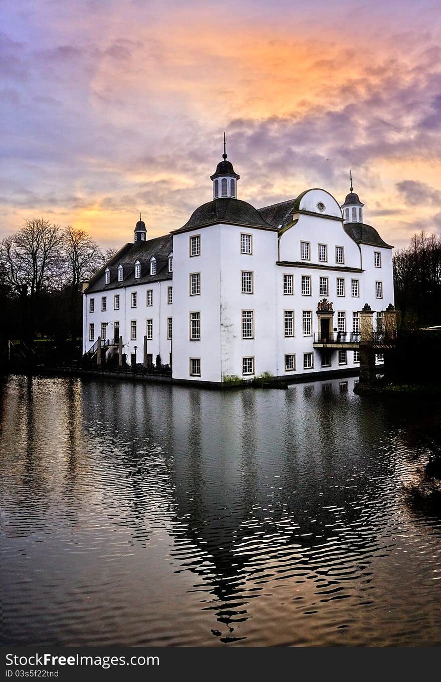 Romantic medieval palace on a lake in Germany. Romantic medieval palace on a lake in Germany