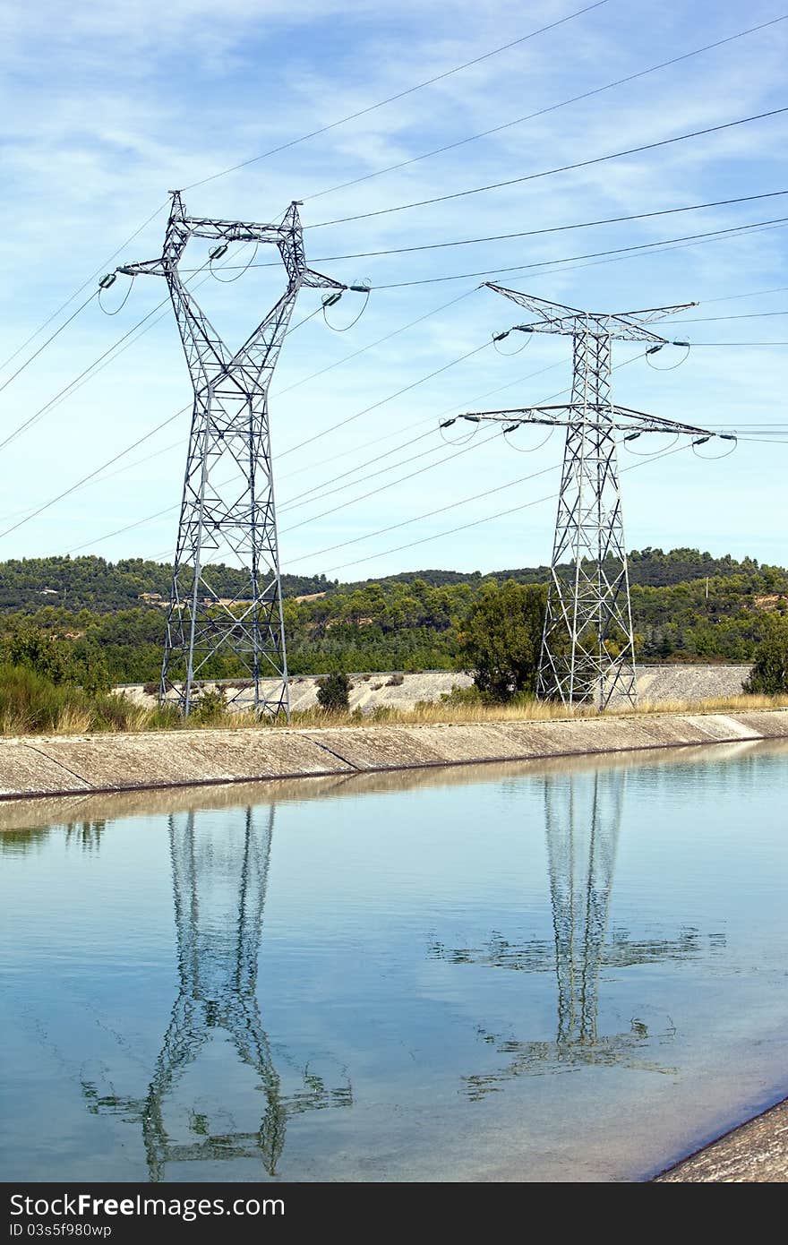 Power lines above water