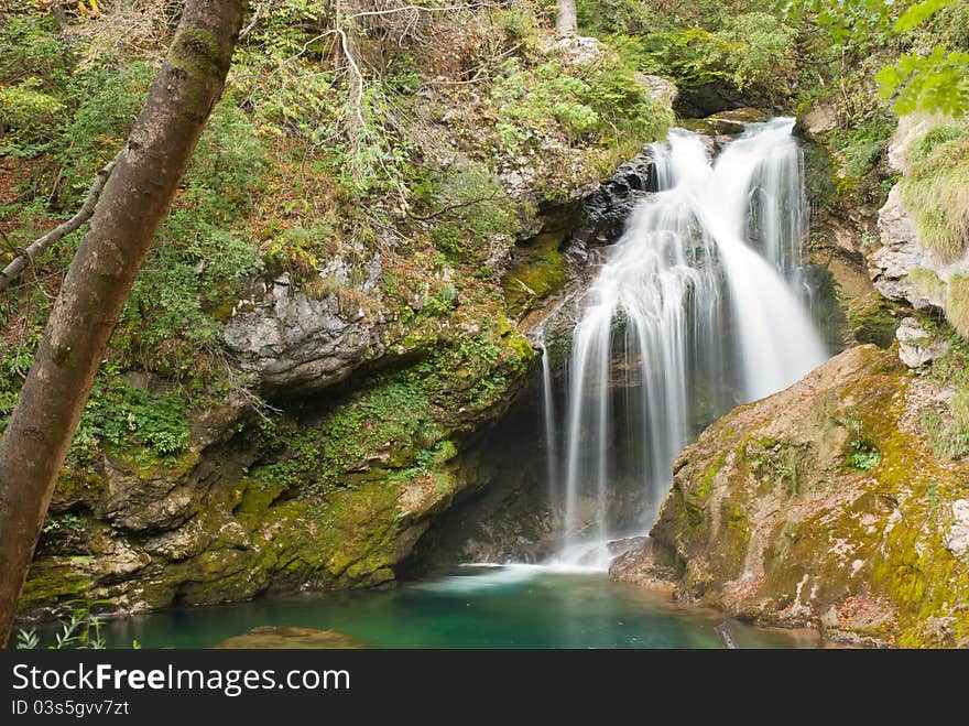 Walking in the gorge of Vintgar in Slovenia