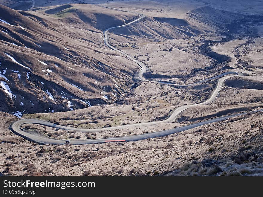 Long winding road to Cardrons Ski Field, South Island New Zealand. Long winding road to Cardrons Ski Field, South Island New Zealand