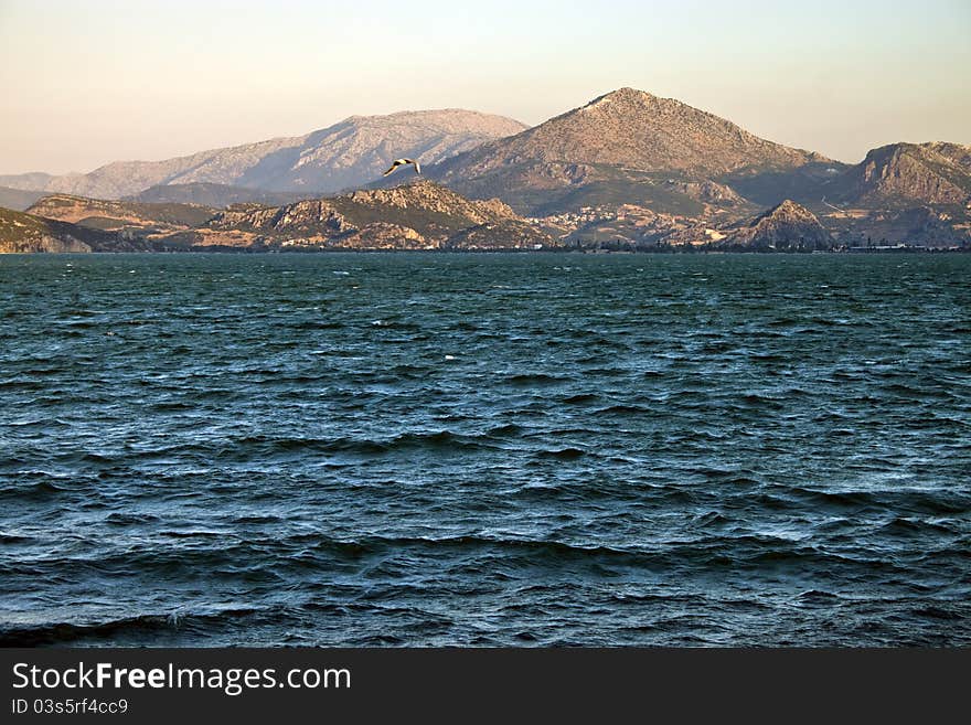 Egirdir lake with mountains in Turkey