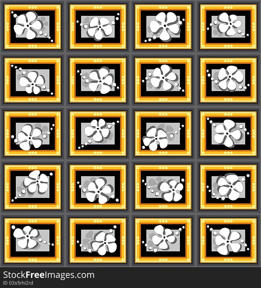 Pattern With Flowers And Frames