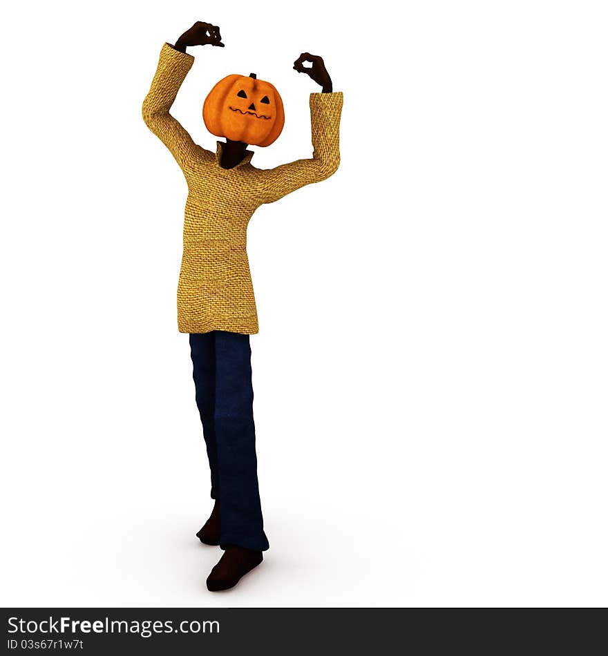 A scarecrow in his pose for halloween. A scarecrow in his pose for halloween