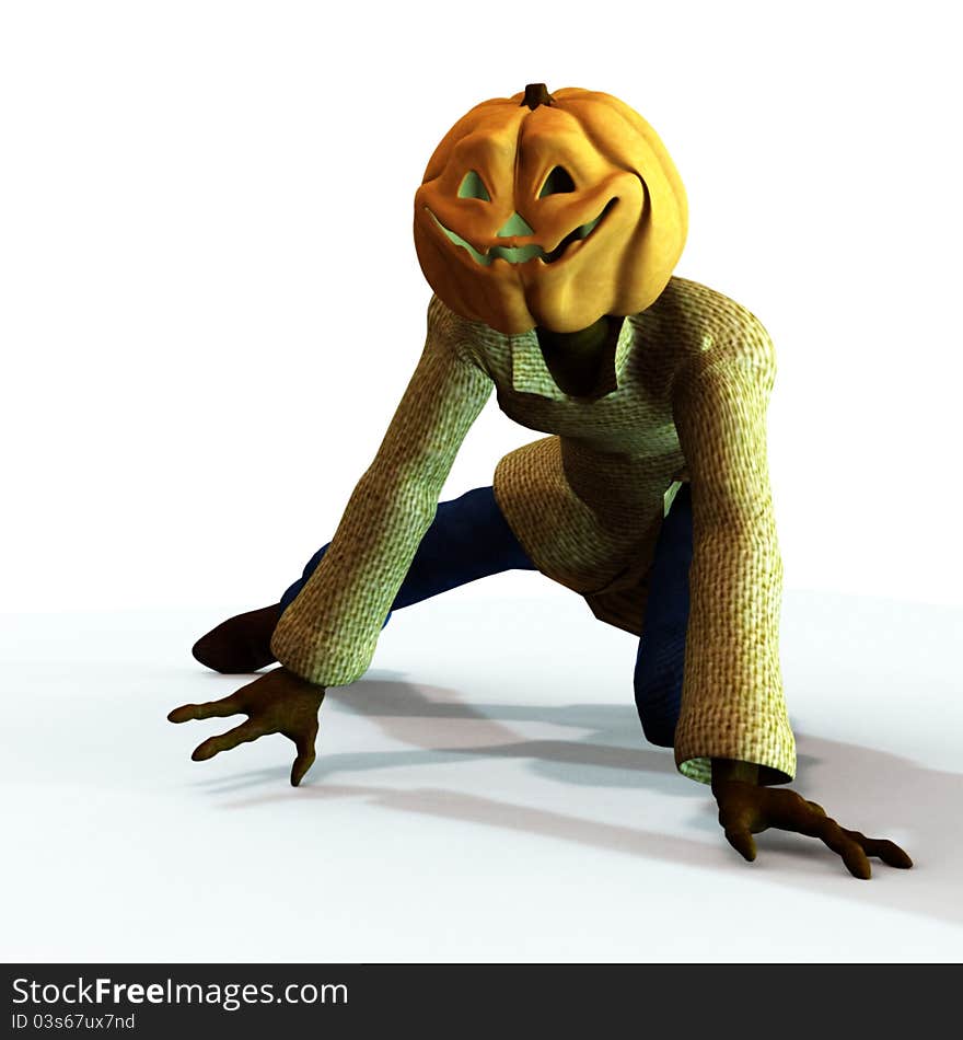 A scarecrow in his pose for halloween. A scarecrow in his pose for halloween