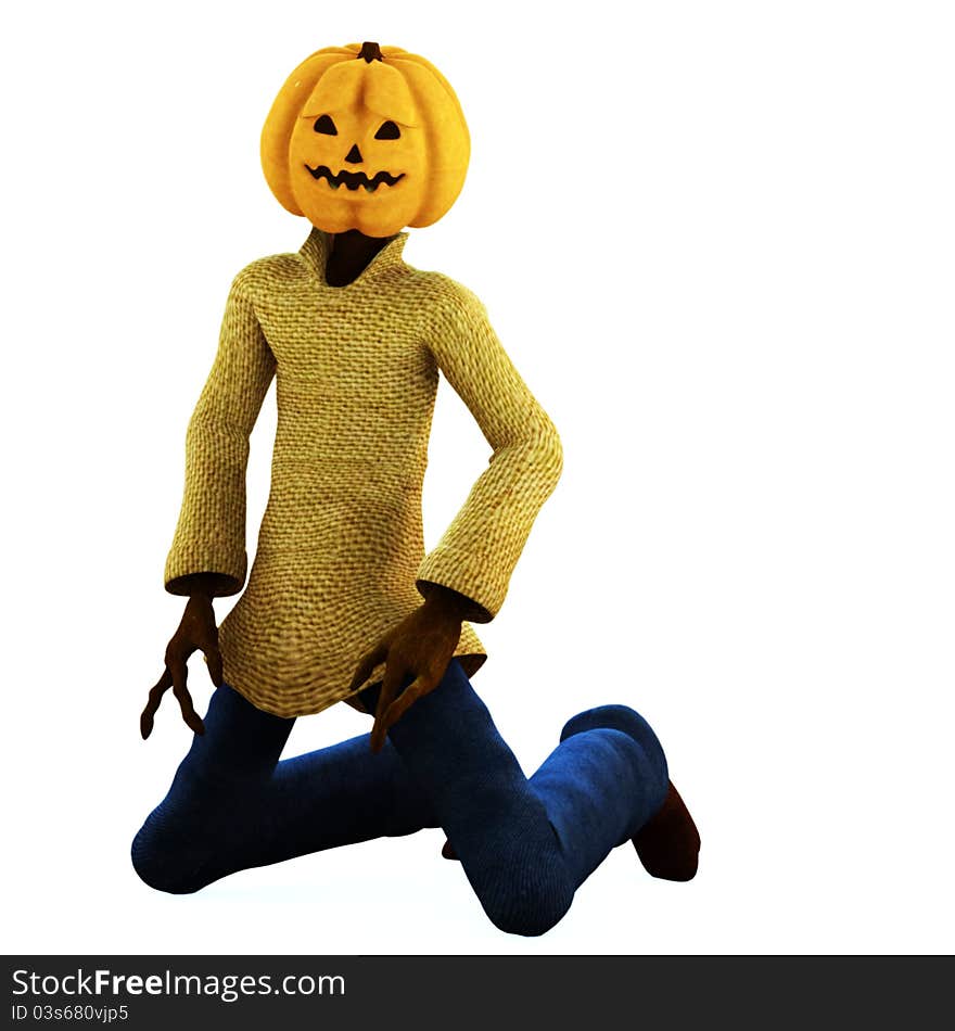 A scarecrow in his pose for halloween. A scarecrow in his pose for halloween